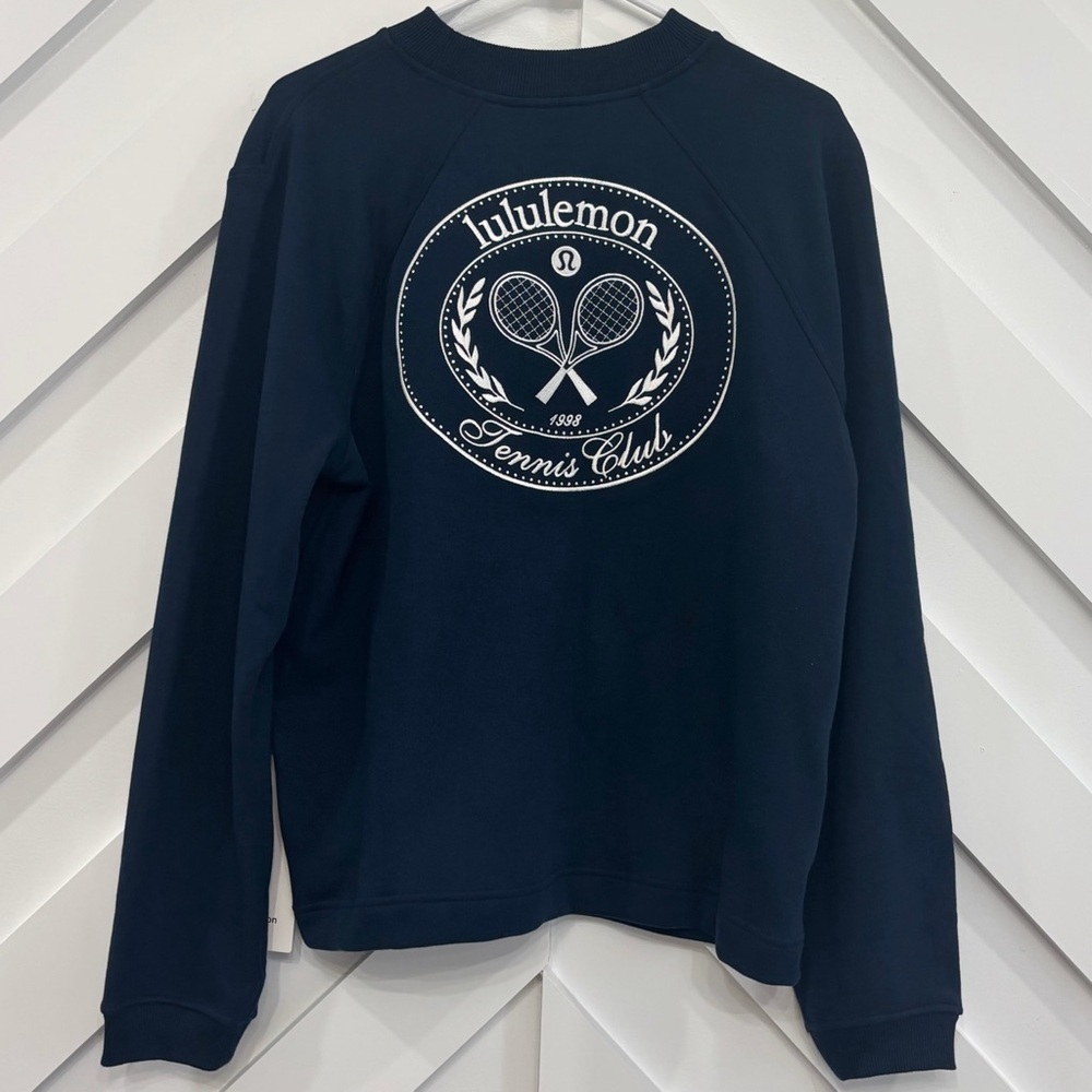 NWT Lululemon Cotton French Terry Crew Neck Tennis Club Size Large In True Navy
